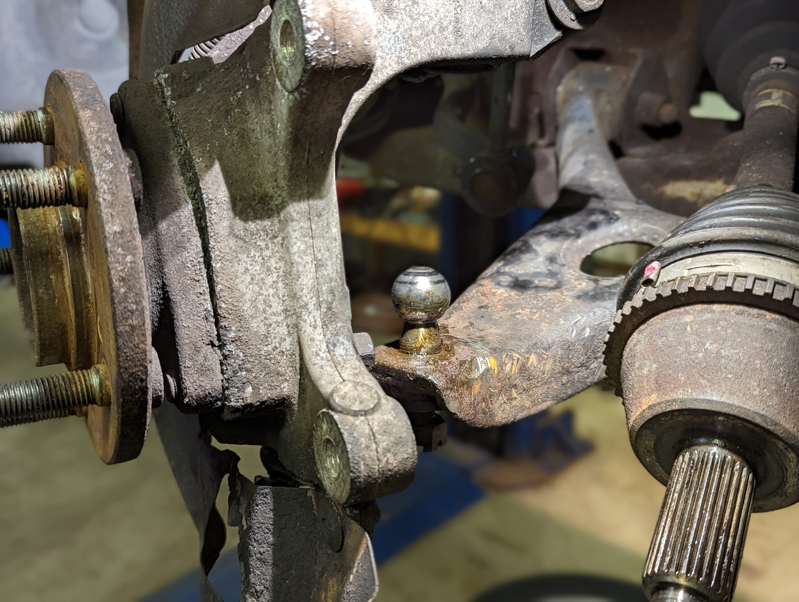 Ball joint stud stuck in lower control arm