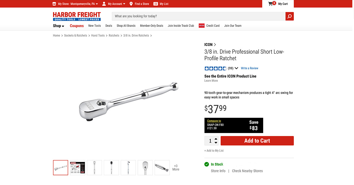 ICON ratchet PDP Harbor Freight