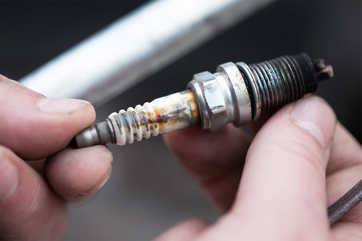 burned spark plug damaged.