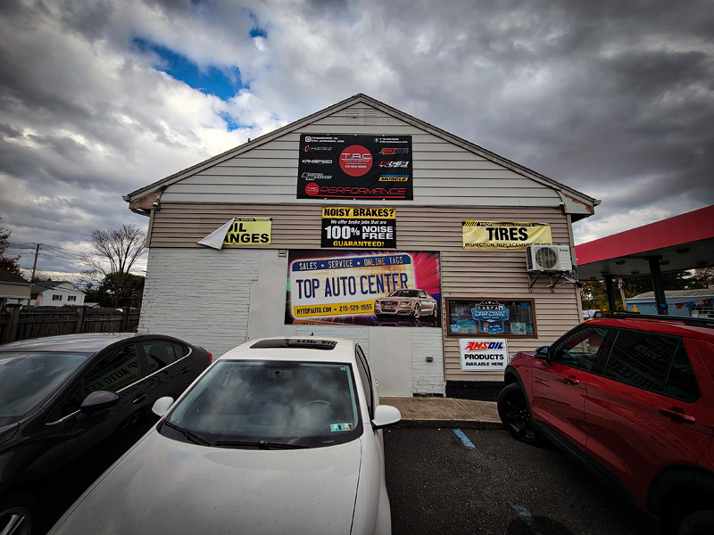 Outside the DeLorean Midwest shop.